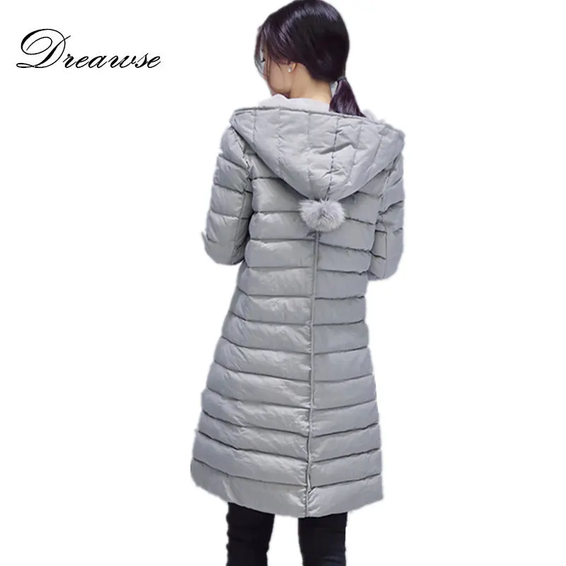

Dreawse Winter Casacos De Inverno Female Solid Color Slim Mid-Length Hooded Parkas Long-Sleeved Jacket Women Warm Coat MZ1682