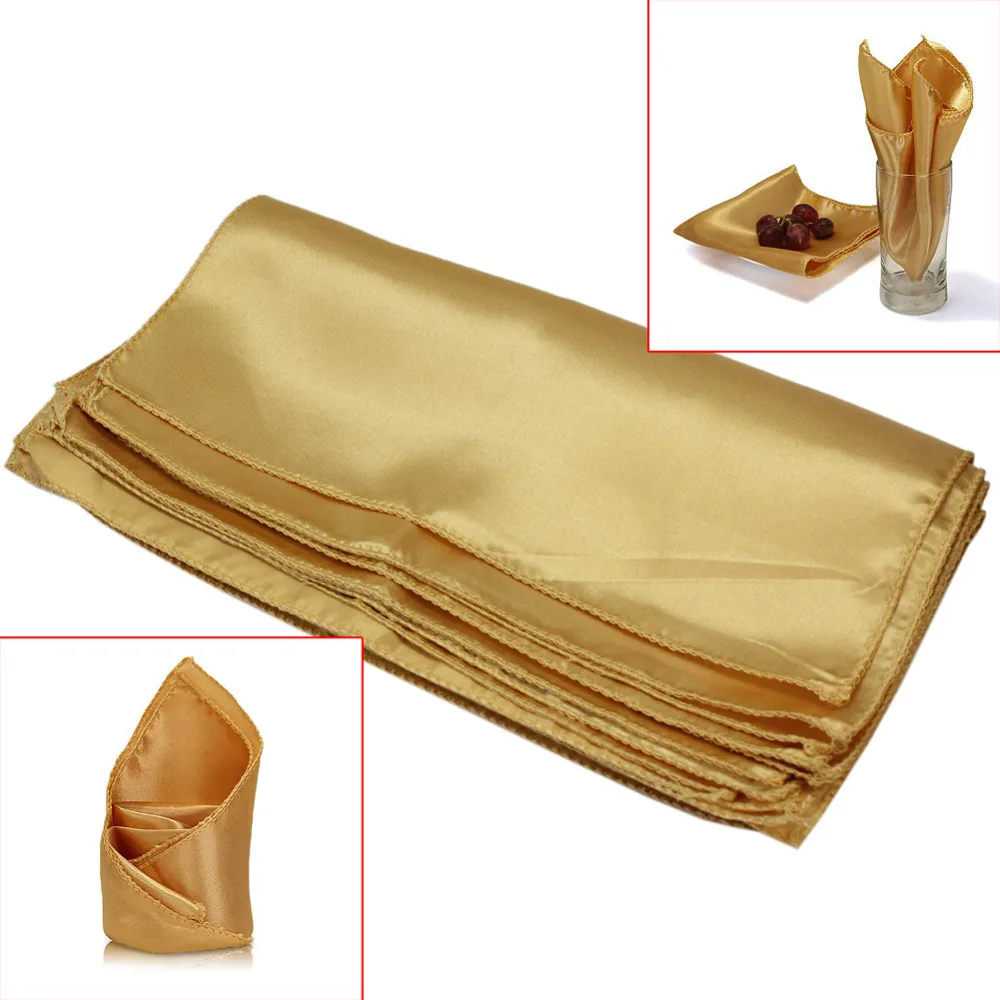 

10Pcs Wedding Party Hotel Tableware Home Dinner Table Polyester Cloth Napkins Gold