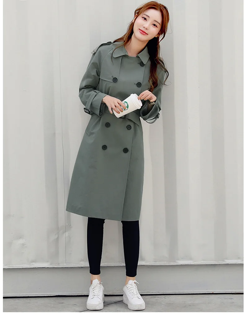 AYUNSUE Новая мода весна осень пальто для женщин двубортная ветровка с длинным рукавом Женское пальто теплое LX1821