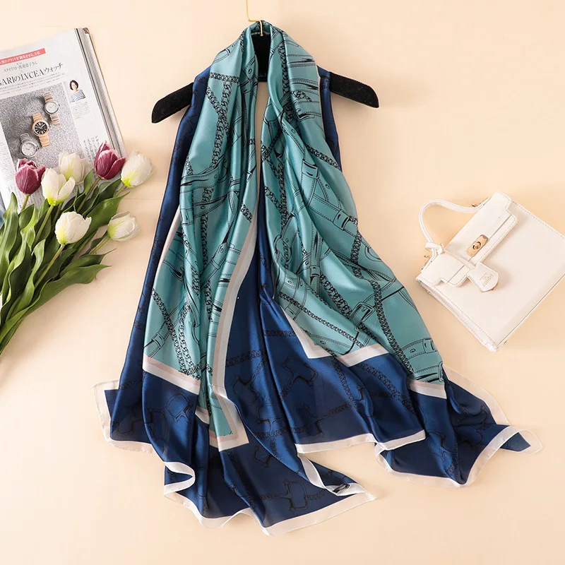Роскошный брендовый Летний Шелковый шарф женский модный качественный мягкий шелковый шарф женские шали из фуляра бандана Пляжная накидка