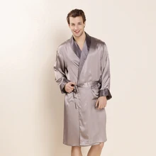 CEARPION мужской летний шелковый халат элегантное однотонное кимоно с длинными рукавами банный халат Повседневная Домашняя одежда Мужской Спа одежда для сна