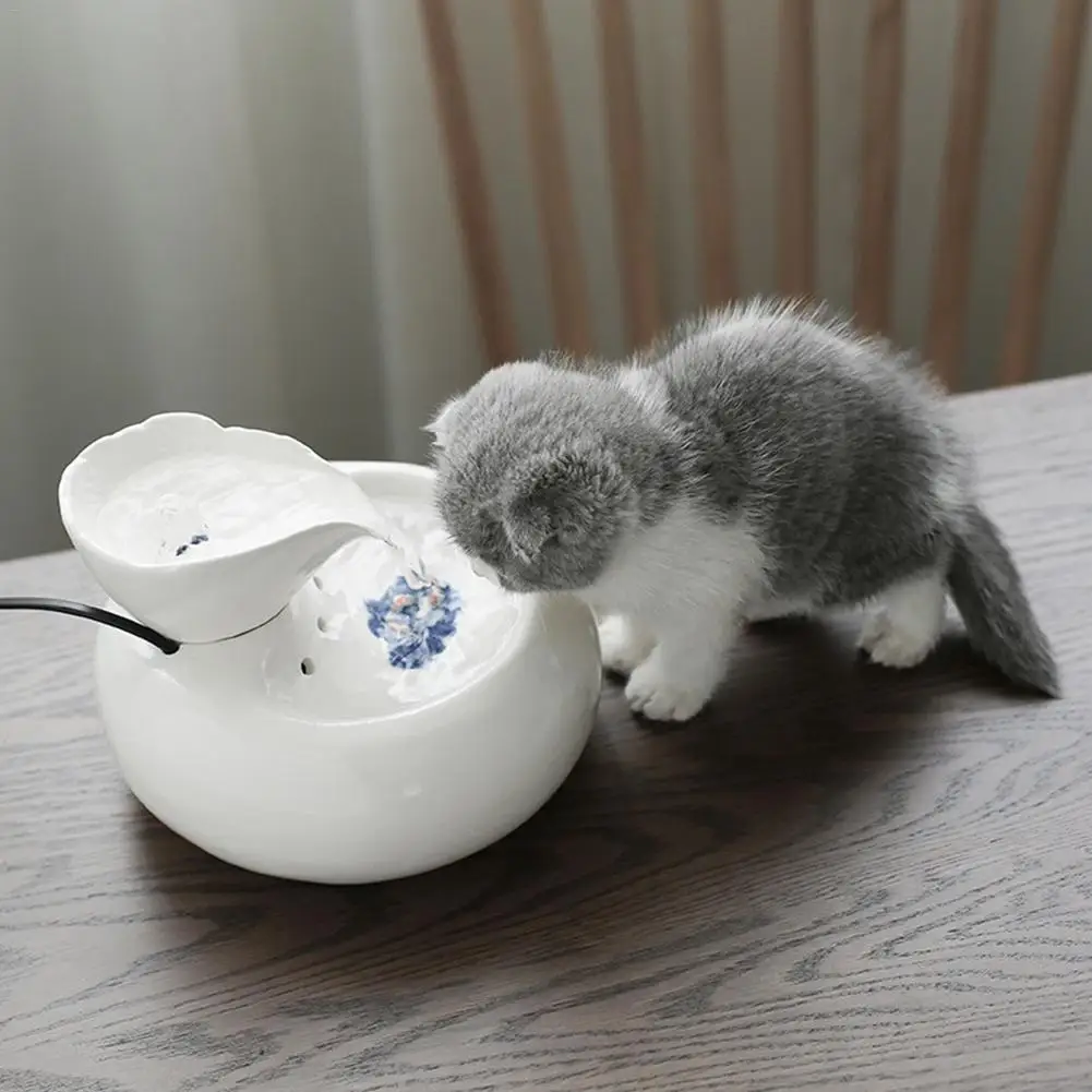Ceramic Pet Drinker Cat Smart Water Feeder Automatic Cycle Three-dimensional Fountain Live Water Tank Filter