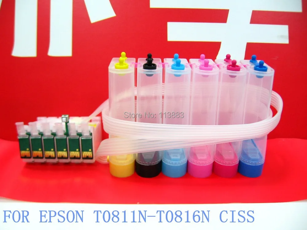 81 T0811-T0816 كيبك مستمر الحبر نظام العرض ل epson R295 الصورة 1410 طابعات السيارات رقاقة إعادة الضبط 6 اللون
