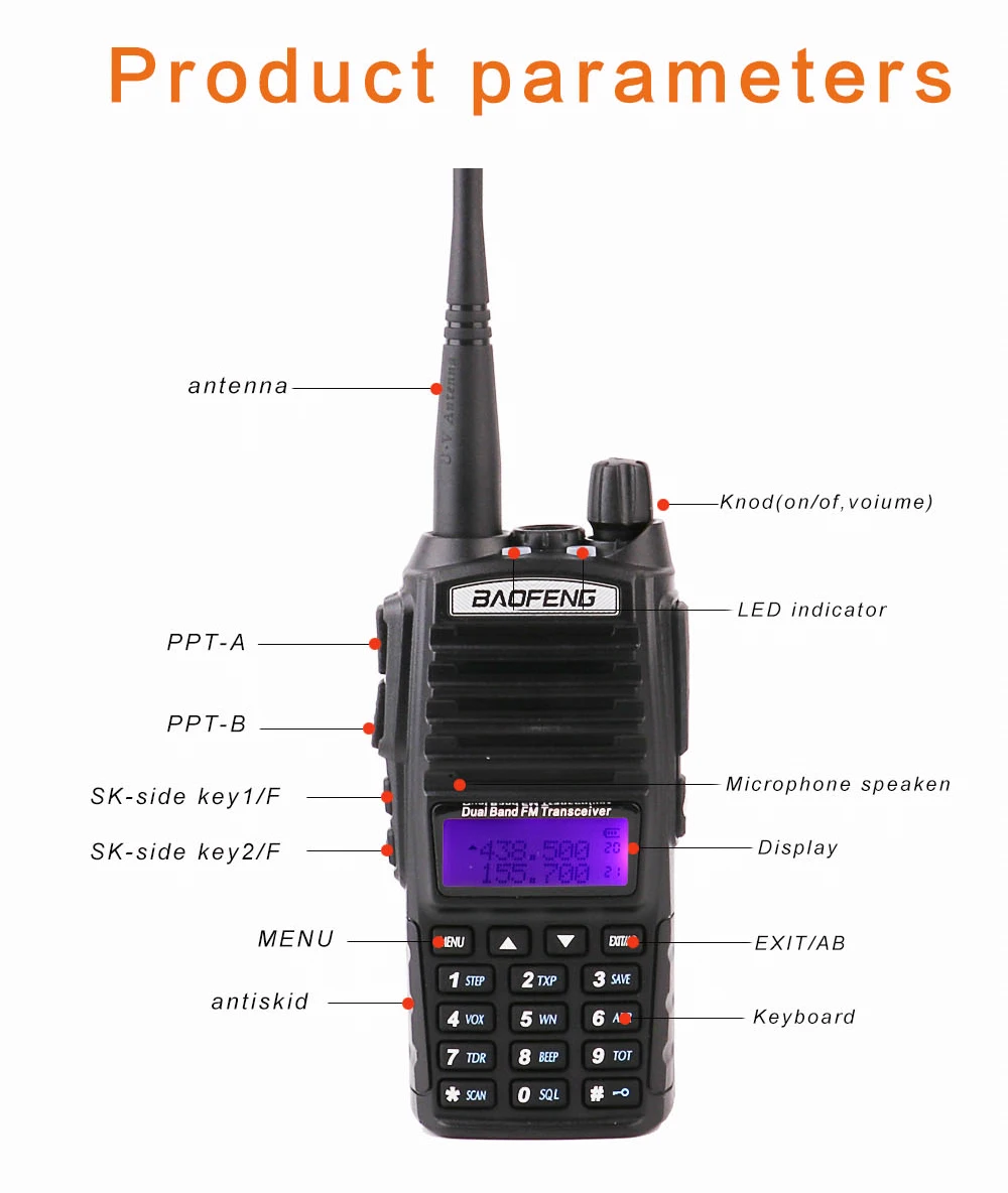 2 шт 20 км рация пара Baofeng uv-82 taki walki двухдиапазонный wolkie tokie радио сканер для 2 двухсторонних cibi радио приемопередатчик