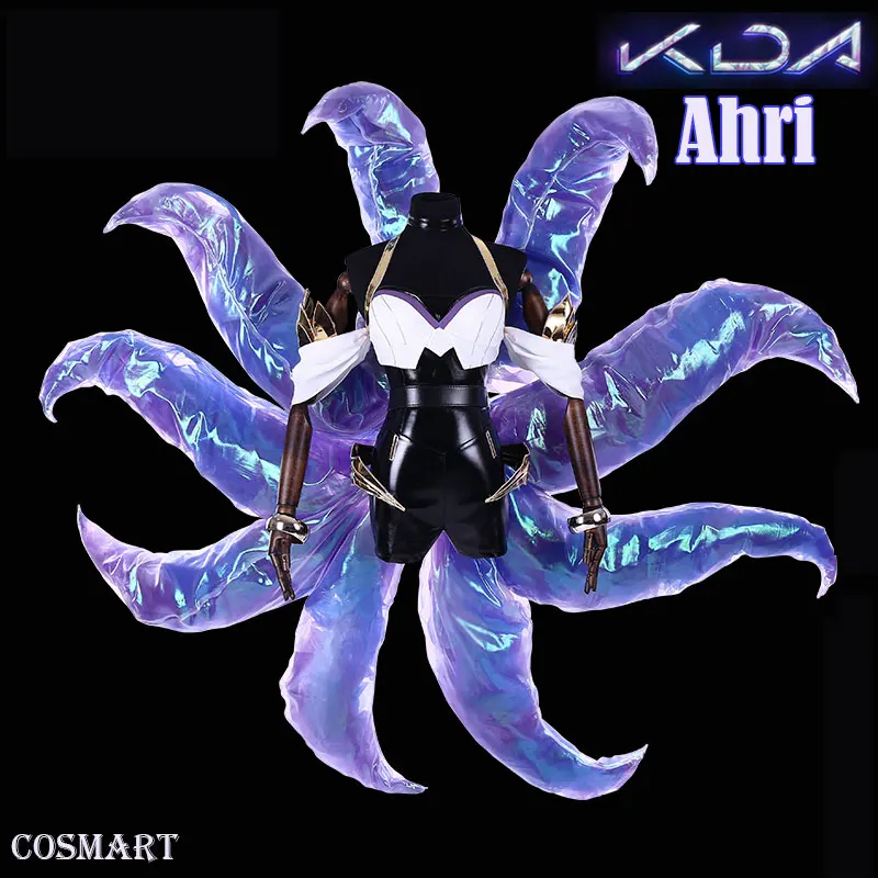 [Jan. Stock] 2018 Game LOL KDA Ahri Cosplay Costume PU Leather Uniform K/DA Ahri Cospaly Full Set With Ear For Halloween Free