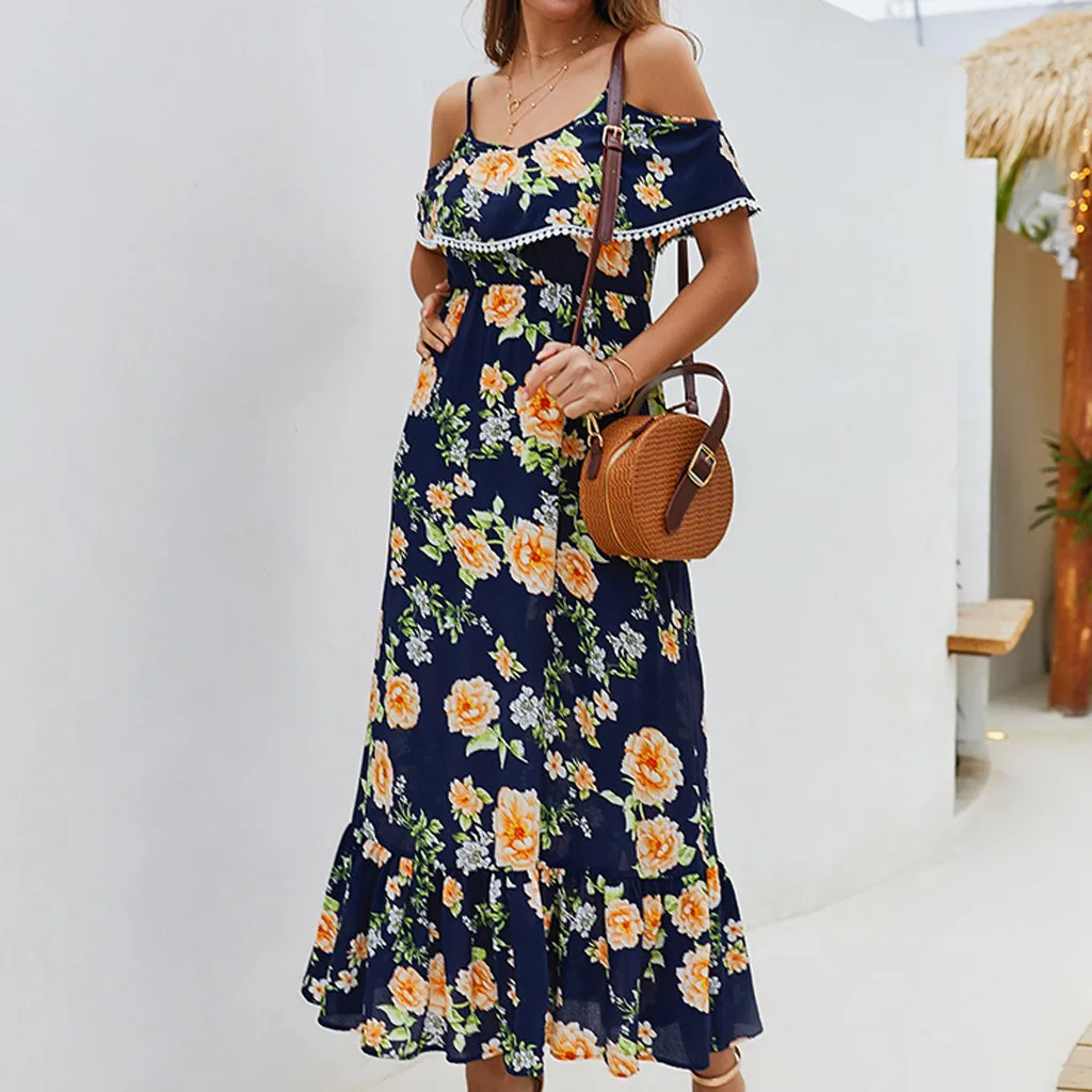 Robe de plage femme ete coporicomare mare donna Женская мода Camis пляжное платье сексуальное длинное платье с принтом и открытыми плечами