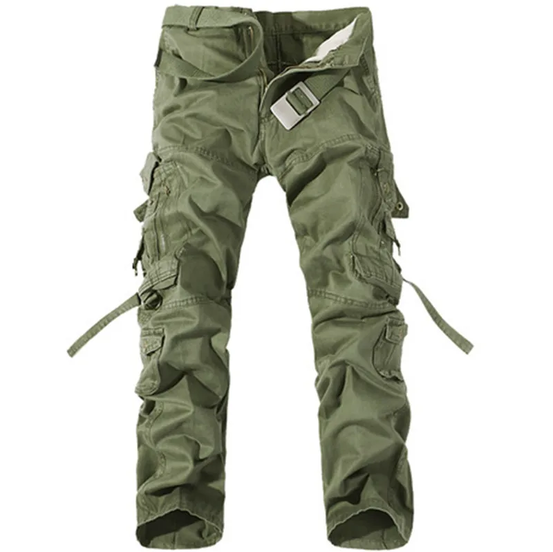 green Pants Men Camouflage Tracksuit Bottoms Military Trousers MultiPocket Tactical Pant Casual Camo Cargo Pants Jogger Male Overalls - Цвет: green