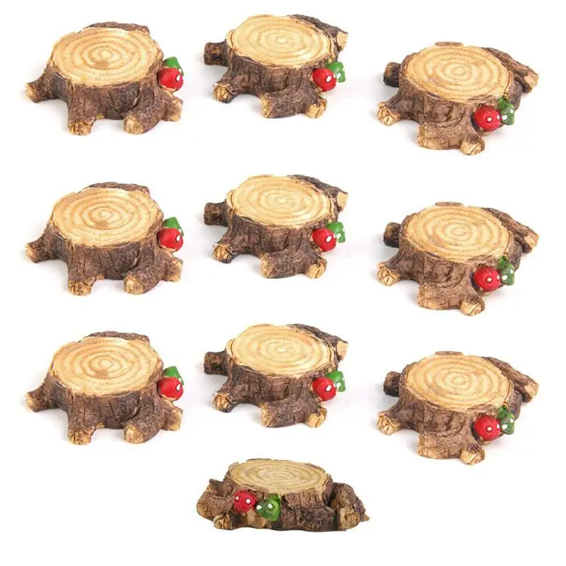 

BESTOYARD 10pcs Miniature Landscape Garden Decor Ornaments Mushroom Stump