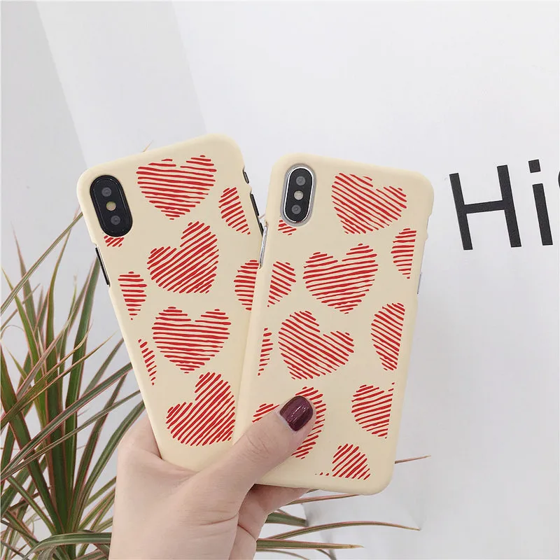 Retro Red Stripe Love Heart Phone Case For iphone 6 6s Plus case Soft