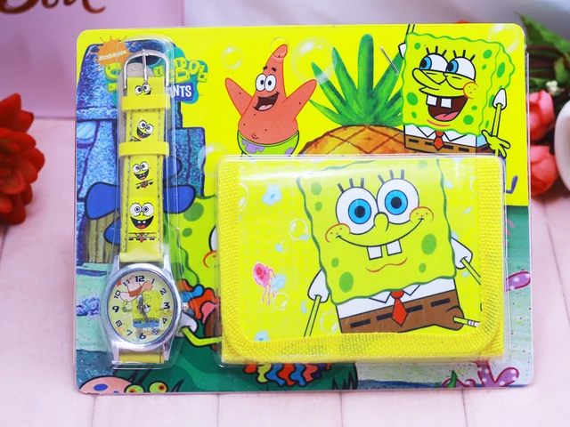 2018 new Cartoon Spongebob kids Sets watch and wallet purse wrist quartz Christm 2018 new Cartoon Spongebob kids Sets watch and wallet purse wrist quartz Christm