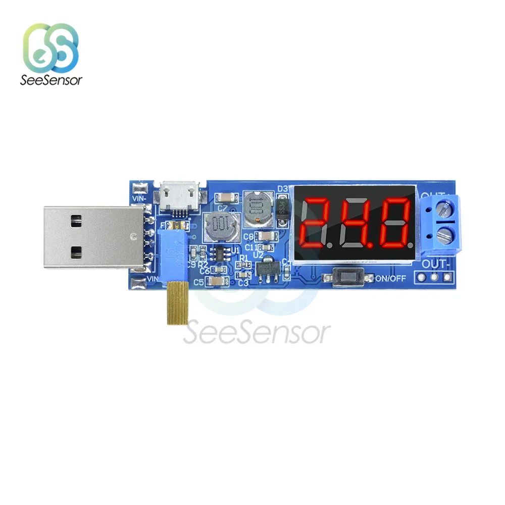 DC-DC 5V to 1.2-24V Micro USB Step UP/Down Power Supply Module Adjustable Boost Buck Converter LED Digital Display