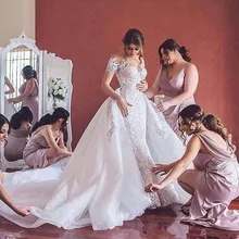 Robe De Mariage Роскошная свадебная одежда со съемным шлейфом, Милое Свадебное платье русалки с открытыми плечами, большие размеры