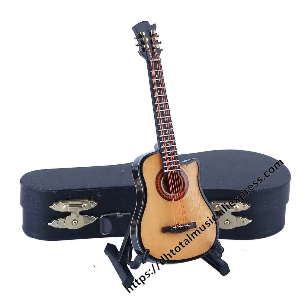 Mini Acoustic Guitar With Support Miniature Wooden Musical