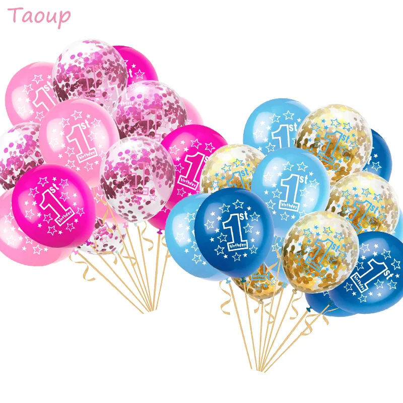 Taoup розовый 15 шт 12 дюймов Happy 1st на день рождения воздушные шары конфетти