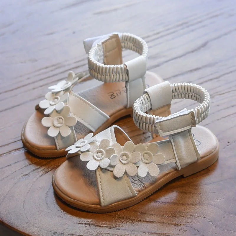 

KissMud 2019 New Summer Princess Pink Flowers Dress Sandals Baby Girls Fashion Cute Sandals Kids Pu Leather Casual Beach Sandals