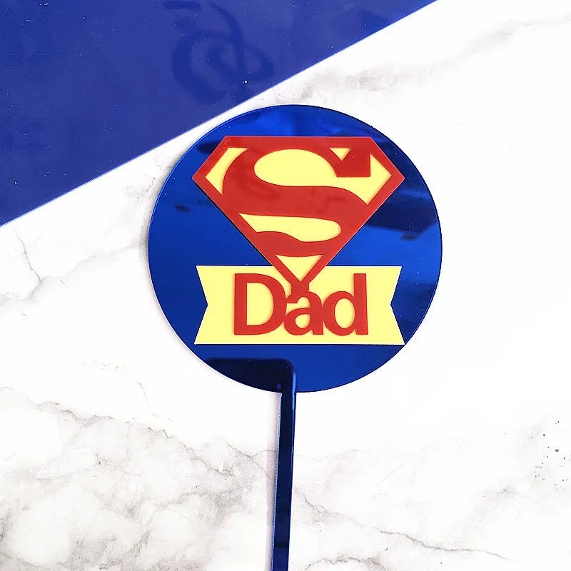 New Super Dad Happy Birthday Acrylic Cake Topper Father's Day Acrylic Cupcake Topper For Dad Birthday Party Cake Decorations