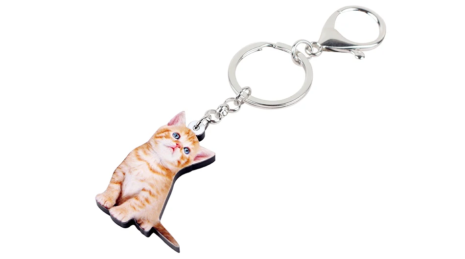 Bonsny акриловые аниме прекрасный котенок кошка брелоки цепочки брелок Кольца модные украшения для женщин девочек подростков дамская сумочка автомобильные подвески