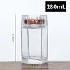 10pcs 280ml Empty Hexagon/Round Glass Jars With Gold/Silver Lids Honey Glass Storage Bottle jar Spice Pickles Sugar Home Jar 2