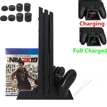 

PS4/PS4 Slim/PS4 PRO Vertical Stand with Cooling Fan Cooler Dual Controller Charger Dock Charging Station for SONY Playstation 4