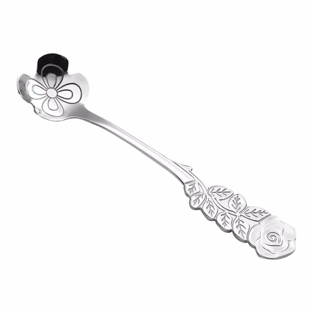Посуда из нержавеющей стали в форме цветка ложки сахарная Серебряная кофейная ложка чайные ложки приборы для мороженого кухонные инструменты#007