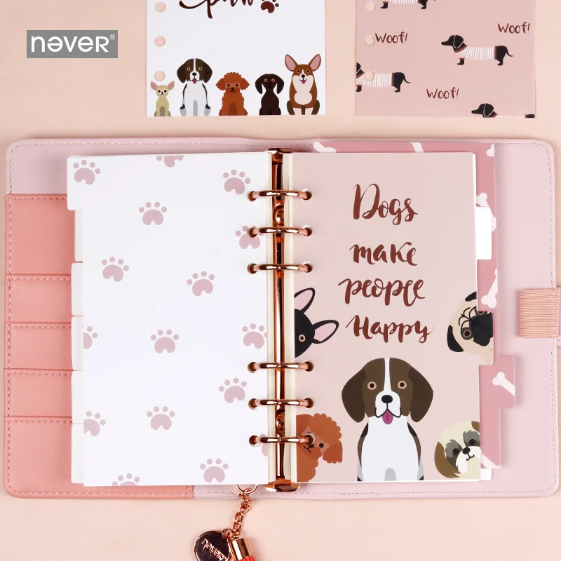 Never Cute Dogs Design notebook s делители A6 планировщик указатели страницы наполнитель бумаги для Filofax notebook подарочные канцелярские принадлежности 6 шт