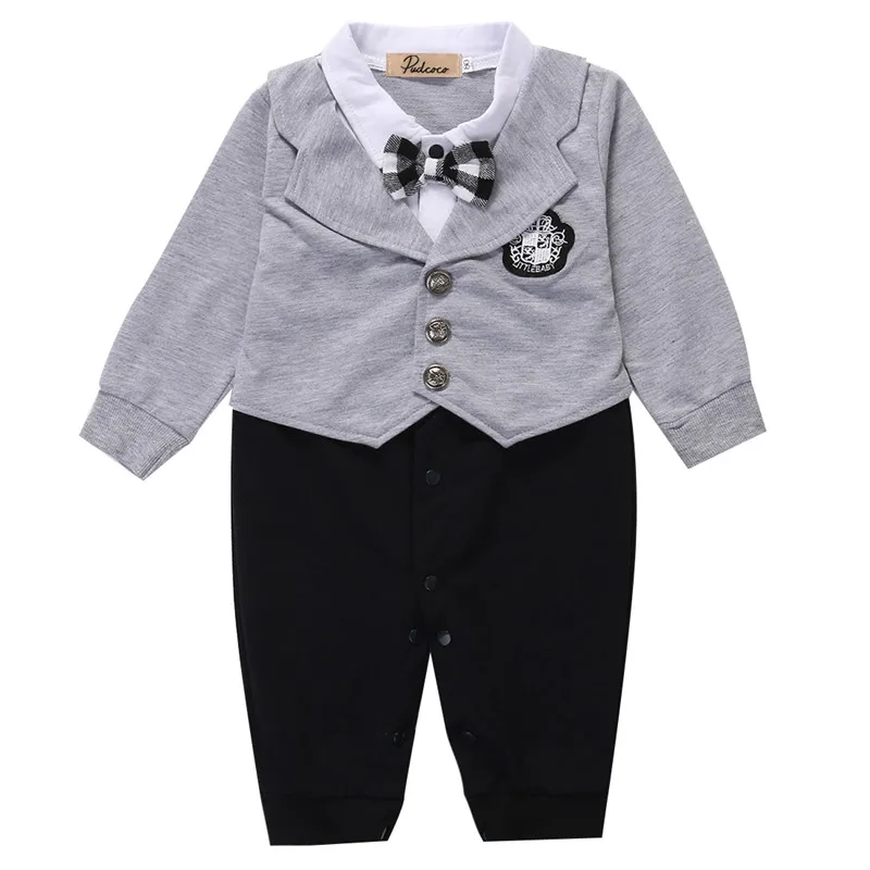 

Kid Infant Toddler Newborn Baby Boy Cotton Gentleman Long Sleeve Bow Tie Tops Romper Jumpsuit Formal Clothes Outfit 0-24M