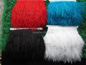 

wholesale high quality natural 10 yards Ostrich feathers Ribbon decorative 3-4 inch / 8-10 cm Width Free shipping
