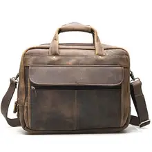 Натуральная кожа коровья кожа мужской большой портфель бизнес сумка для ноутбука Высокое качество
