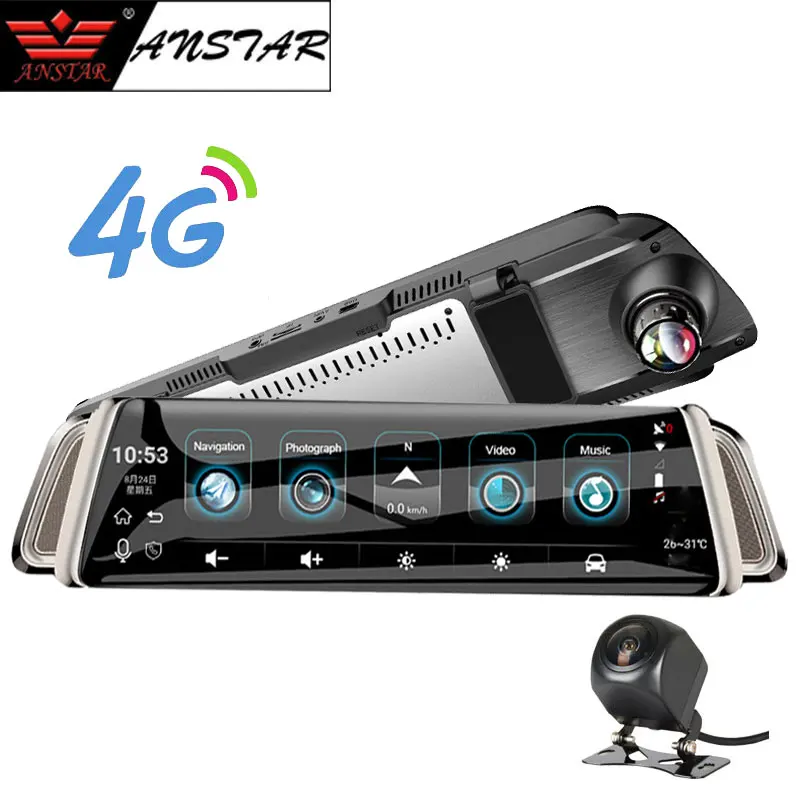 Anstar 10\ Rearview Mirror Car Camera 4G Android Dash Cam HD 1080P WiFi GPS Navigation Dual Lens Video Recorder Auto Registrar