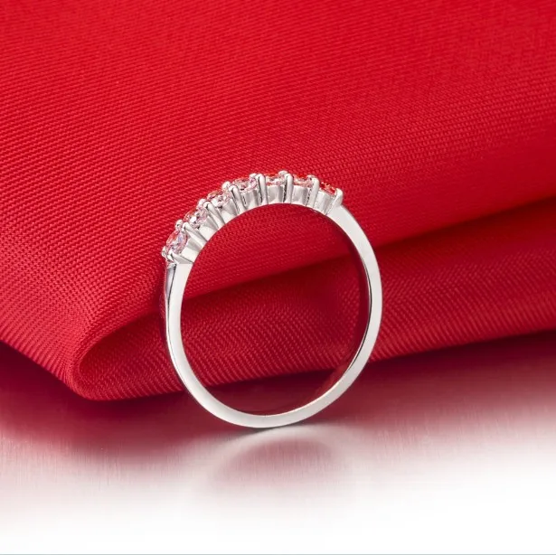 Dossy ювелирные изделия Богемия 0.7Ct микро-проложить кольца Обручение стерлингового серебра 925 Белое золото Цвет кольцо для Для женщин свадебные