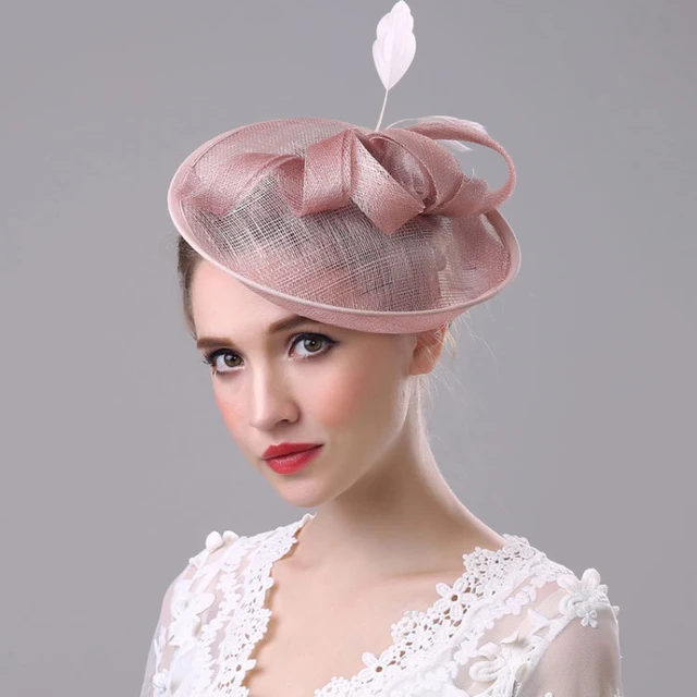 HT1773 High Quality Lady Fascinator Elegant Yarn Mesh Fedoras Vintage Hair Clips Wedding Hat Women Fedora Hat Feather Party Hat 1