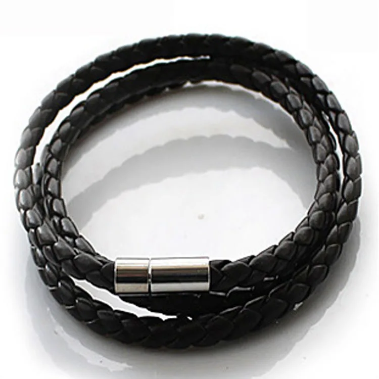

Men's titanium steel leather woven bracelet, Jewelry & Accessories, Fashion Jewelry Bracelets.