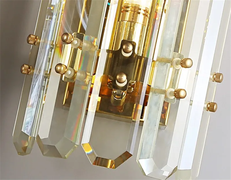 Современный роскошный Европейский Золотой Кристалл светодиодный бра светодиодный настенный светильник украшение для спальни отеля