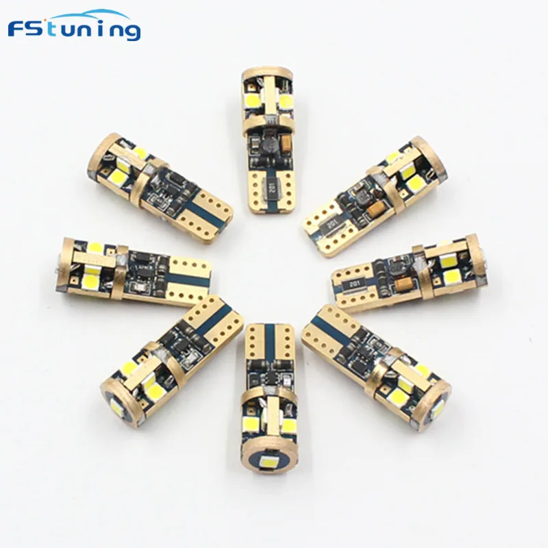 

FSTUNING T10 LED Bulbs White 168 501 W5W LED Lamp T10 Wedge 3030 Interior Lights 12V 6000K Canbus Error Free Auto Parking Lights