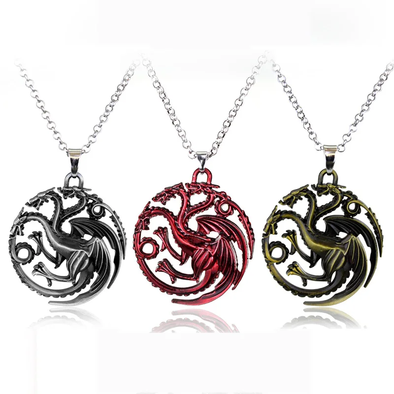 RJ Game of Thrones Necklaces House Stark Lion Wolf Dragon Deer Logo Pendant A Song Of Ice And Fire Targaryen Dragon Keyring Gift RJ Game of Thrones Necklaces House Stark Lion Wolf Dragon Deer Logo Pendant A Song Of Ice And Fire Targaryen Dragon Keyring Gift