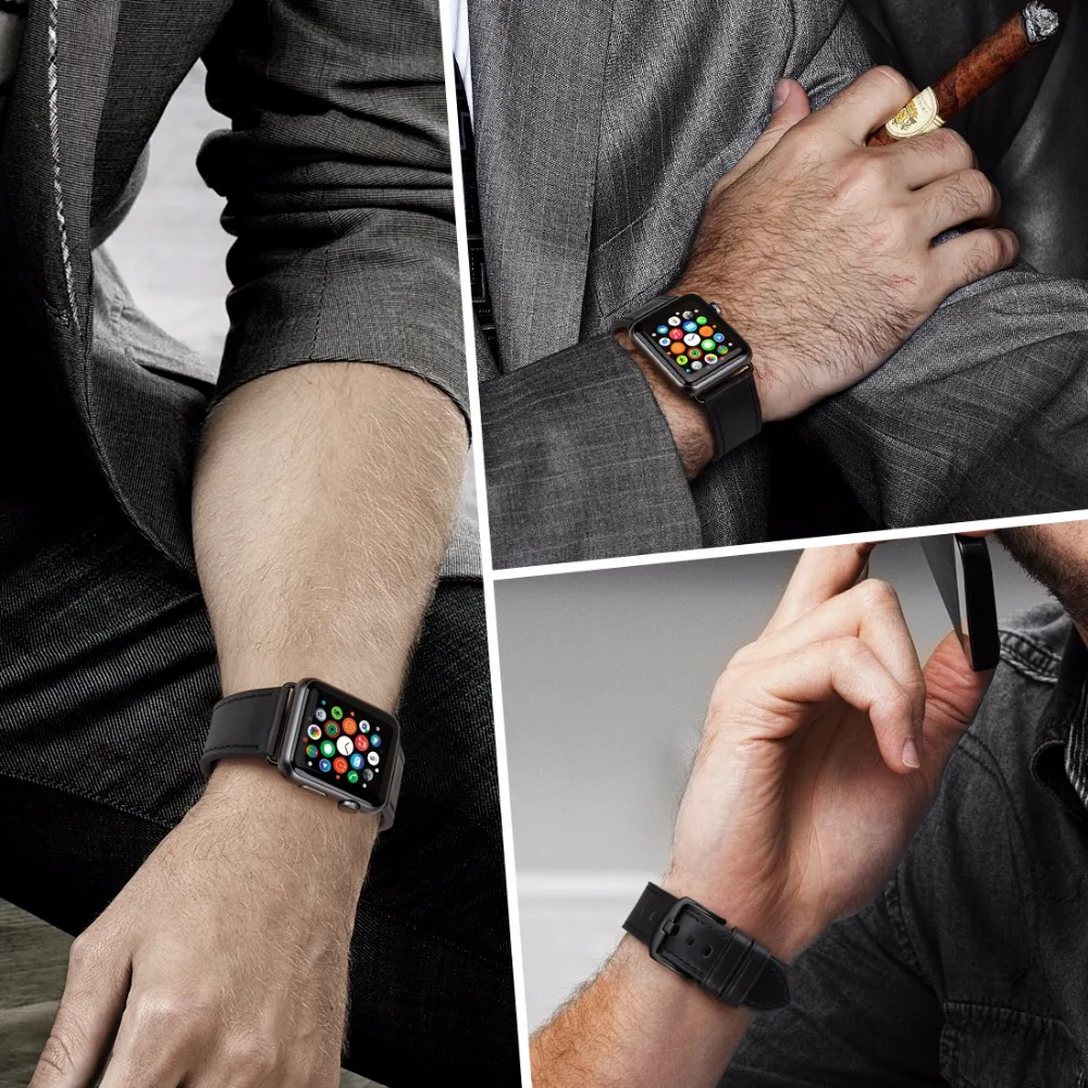 Ремешок из натуральной кожи для Apple Watch Band 44 мм 42 40 38 Series 6 5 4 3 2 1|Ремешки часов| |