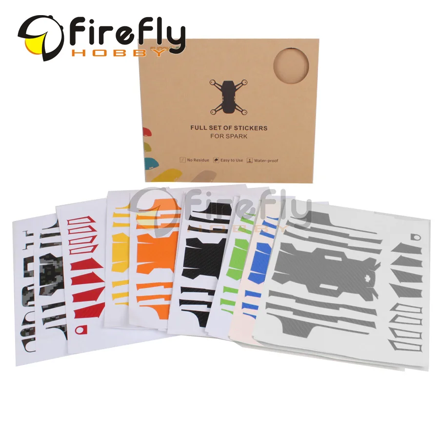 Drone Body & Battery Stickers Waterproof PVC Carbon Graphic Decals Skin for SPARK