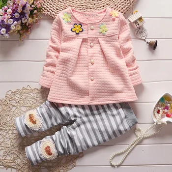 

Casual Spring Autumn Girls Clothing Sets Cotton Long Sleeve Floral O-neck Tops Child Clothes Suits 1 To 3 Years