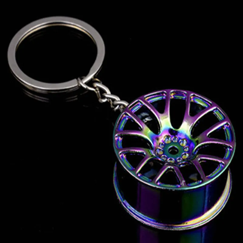 

New Design Cool Luxury Metal Keychain Car Key Chain Key Ring Creative Wheel Hub Chain For Man Women Gift Car Acessories
