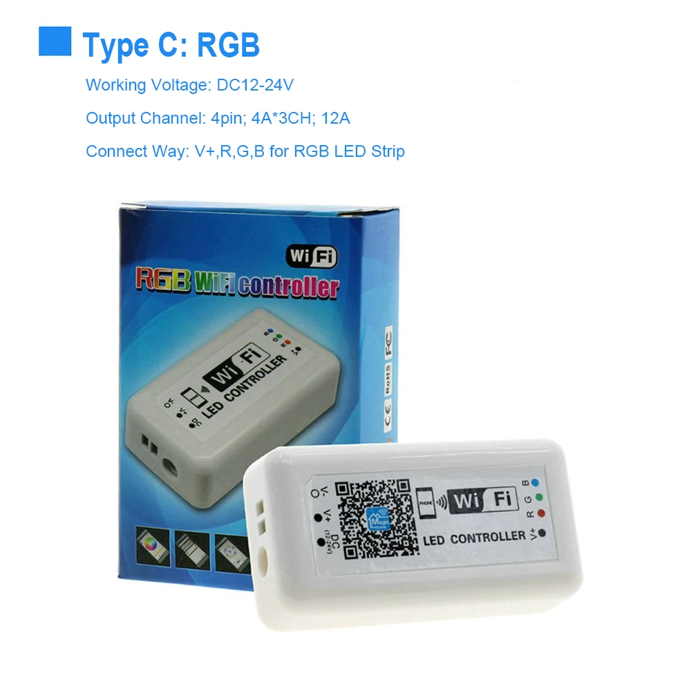 RGB RGBW WW CW Wifi светодиодный контроллер DC12V 24V 16 миллионов цветов музыка и таймер