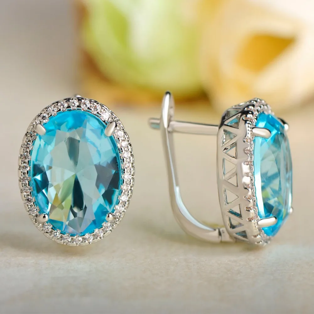 

Dazz Luxury Elliptical Stud Earrings Gold Color Copper Cubic Zirconia Women Wedding Party Accessories Brincos Pendientes Jewelry