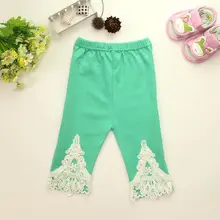 Модные штаны для девочек детские длинные брюки для девочек летние милые штаны для маленьких девочек с кружевным узором