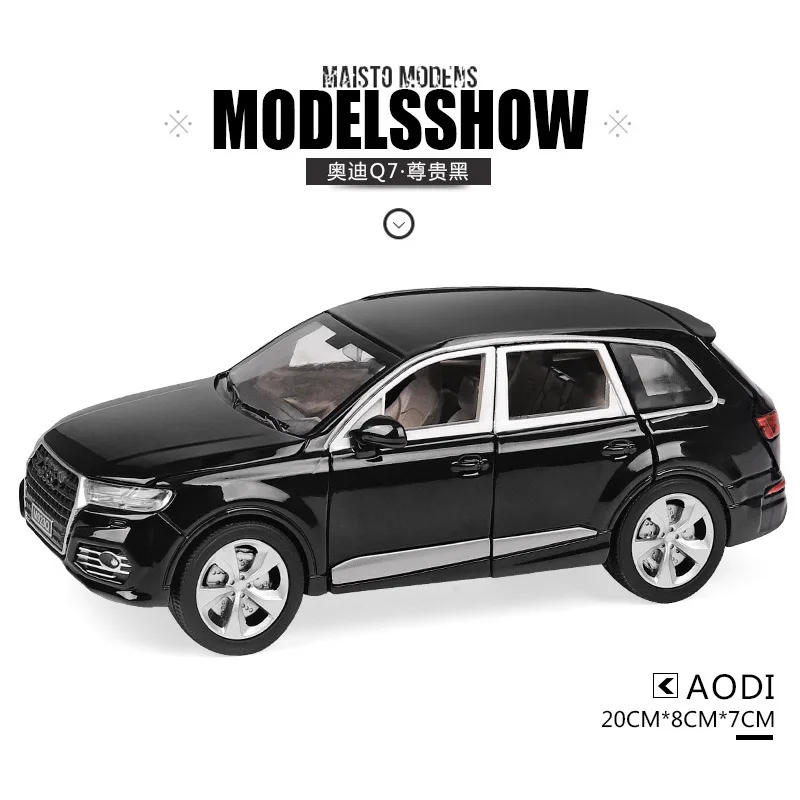 1/24 AUDI Q7 литая металлическая модель автомобиля литая под давлением игрушки для детей Коллекция с 6 открытыми литыми автомобилями оттягивающийся автомобиль Детский подарок - Цвет: Black