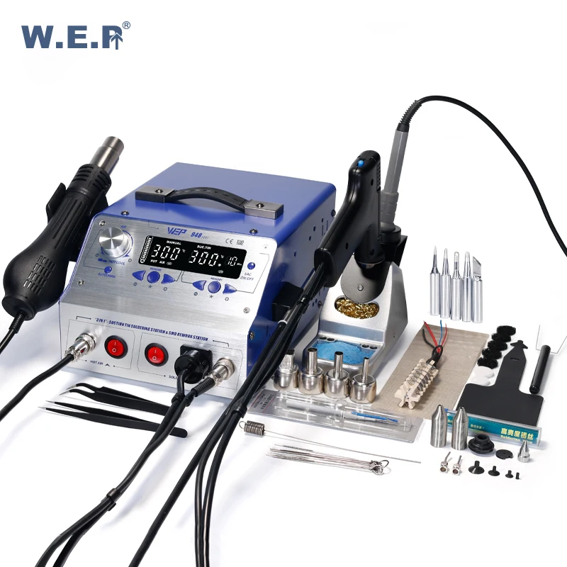 WEP 948-II Rework Station  Hot Air Gun Sucker Tin Gun Soldering Iron Suction pen  4In 1 Soldering Station