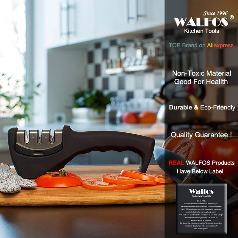 WALFOS, профессиональная точилка для ножей, керамический нож из нержавеющей стали, точильный камень, Вольфрамовая сталь, алмазная точилка, кухонный инструмент