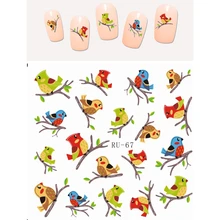 

UPRETTEGO NAIL ART BEAUTY WATER DECAL SLIDER NAIL STICKER LOVELY BIRD CUTE OWL COLORFUL LACE RU067-072