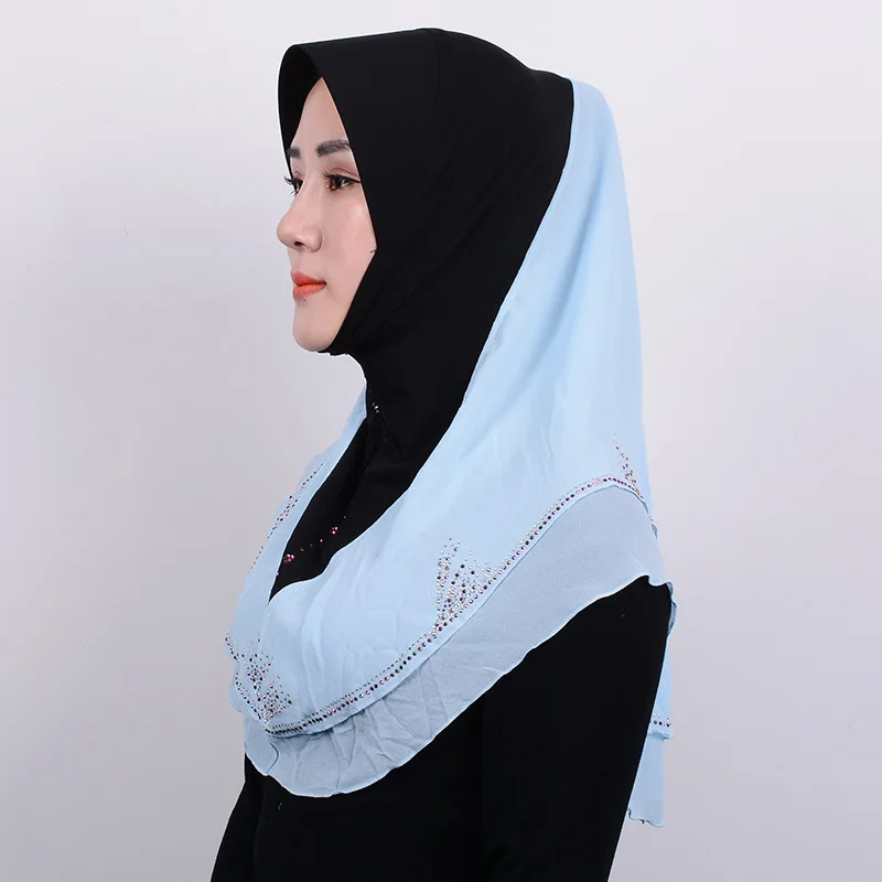 Шарф для женщин-мусульманок сплошной головной убор шапочки под хиджаб абайя головные уборы капот под обертывания шапки Арабский исламский Хрустальный платок