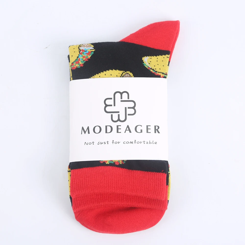 Забавные женские носки Modeager с мультяшным принтом цветные хлопковые для