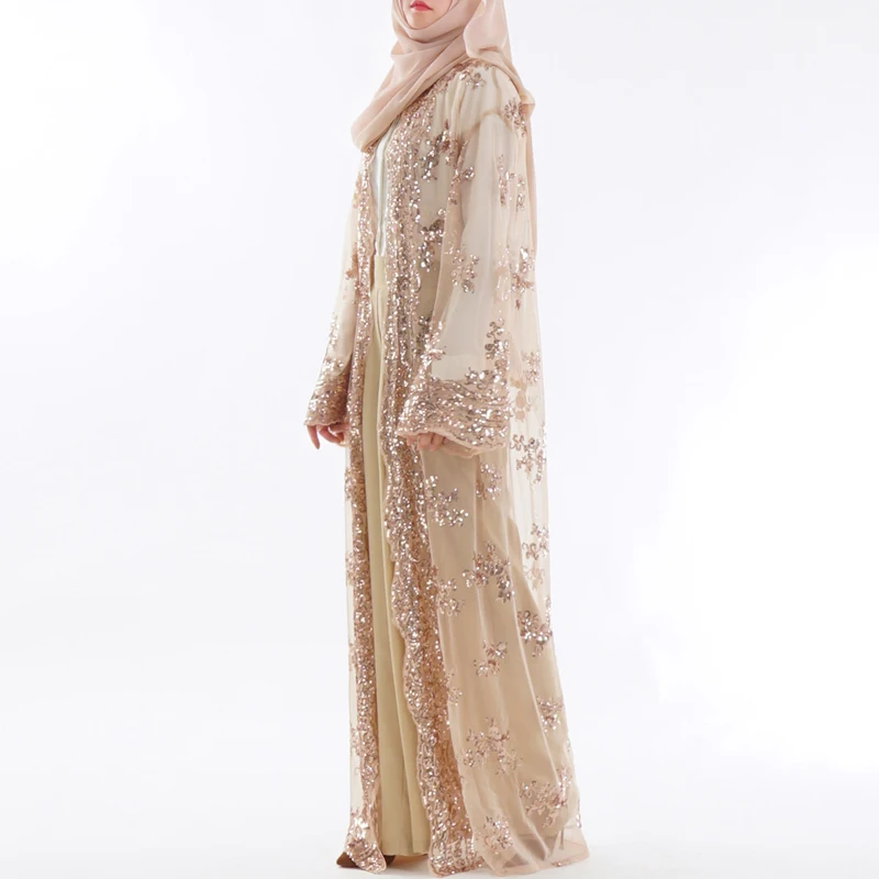 MISSJOY/мусульманское платье с пайетками abayas, арабское макси платье, кардиган с вышивкой, роскошное ночное белье вечерние женские мусульманская одежда для Дубай, платье