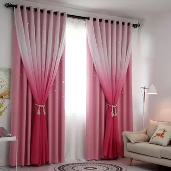 

1 PC Gradient Color Curtain Tulle Blackout Window Sheer Curtain For Living Room Bedroom Kitchen Window Panel European Style Pro